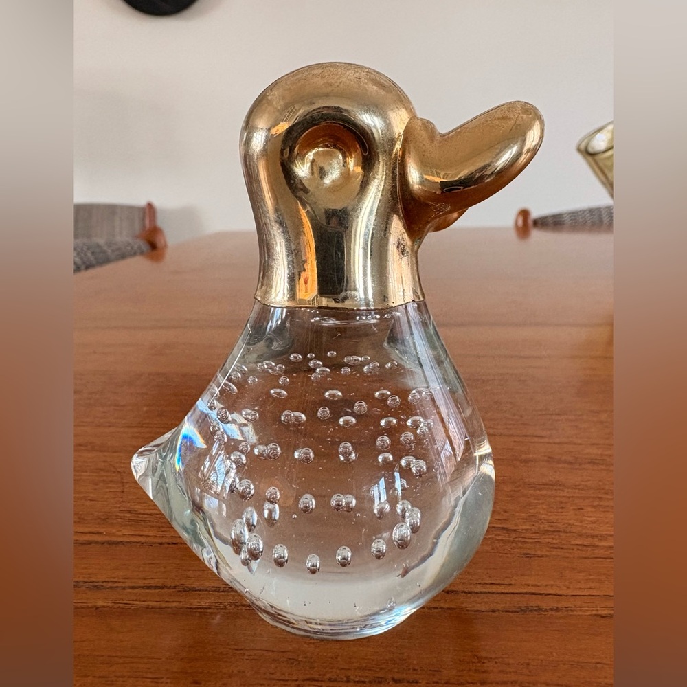 Vintage Glass & Brass Duck